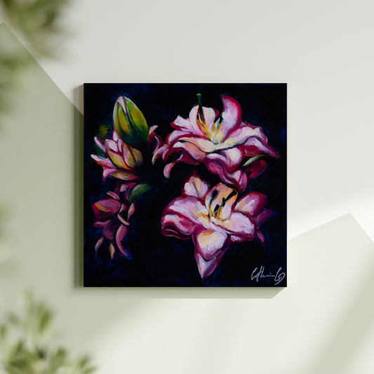 Les lys de mon jardin | Acrylique 10"x10"