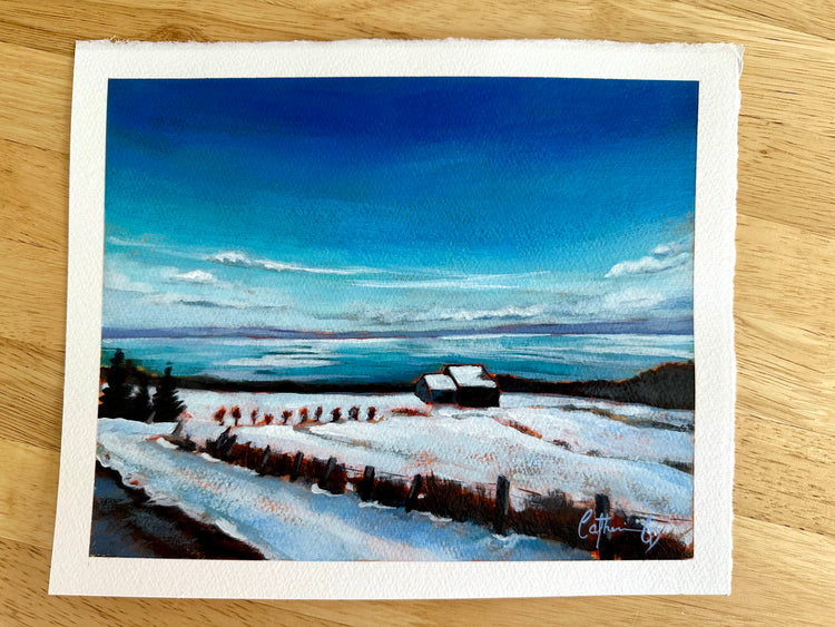 Sur la route du fleuve | Acrylique sur papier 8 x 10