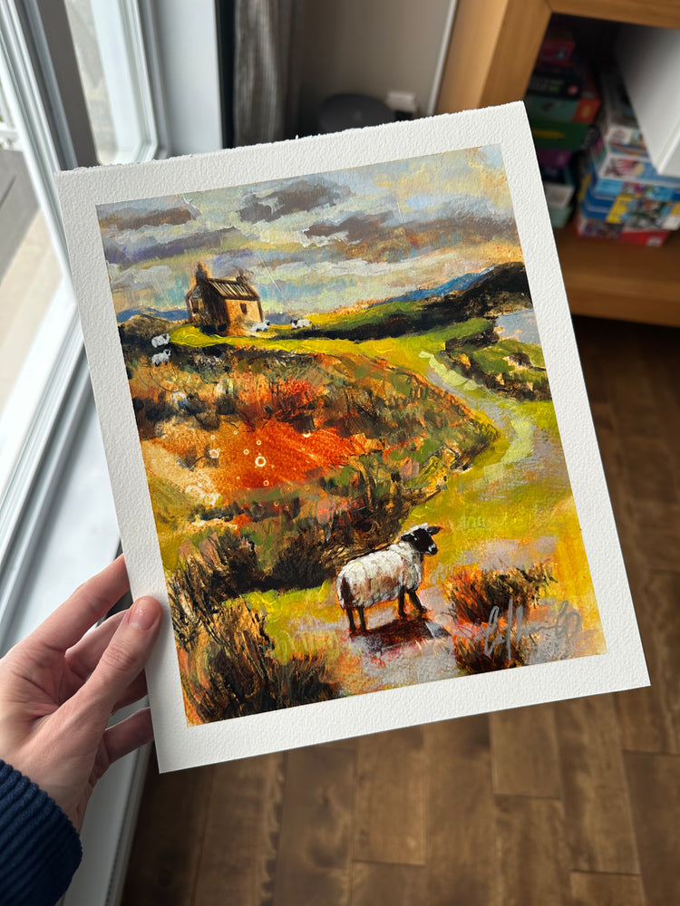 Calme pastoral | techniques mixtes sur papier 10 x 8