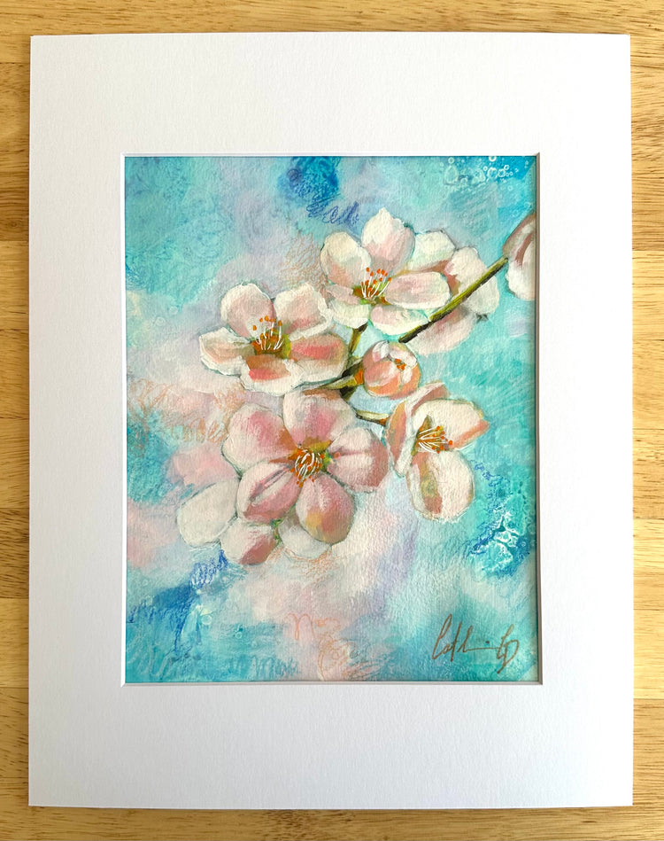 Fleurs légères | techniques mixtes sur papier 10 x 8