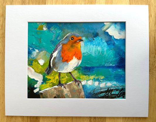 Robin | techniques mixtes sur papier 8 x 10