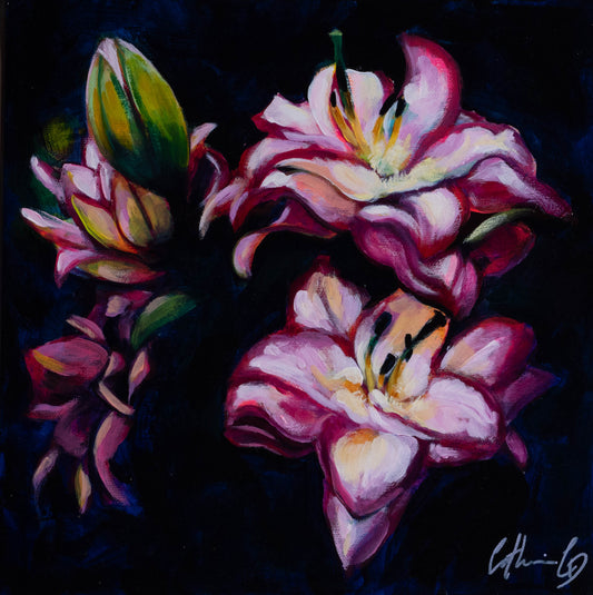 Les lys de mon jardin | Acrylique 10"x10"