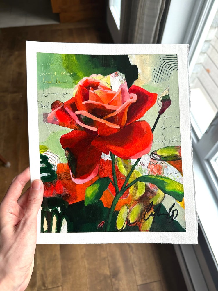 Rose #4 | Acrylique sur papier 10 x 8