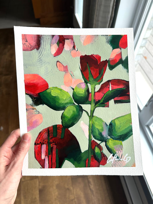 Rose #6 | Acrylique sur papier 10 x 8