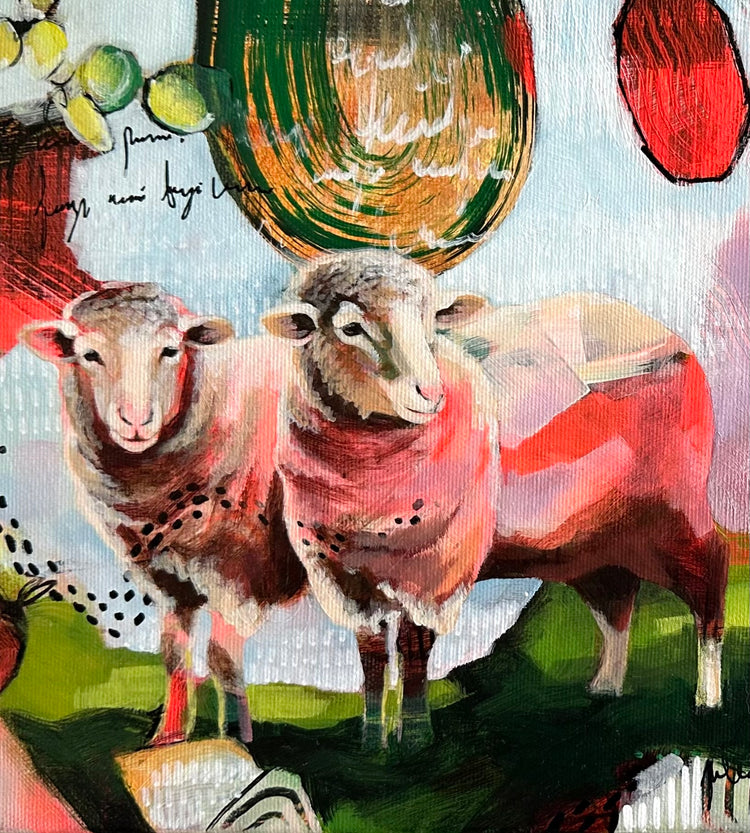 Âmes au pâturage | Acrylique 8x16