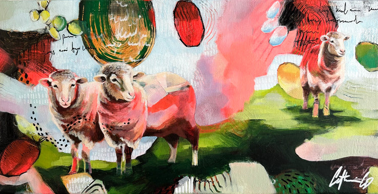 Âmes au pâturage | Acrylique 8x16