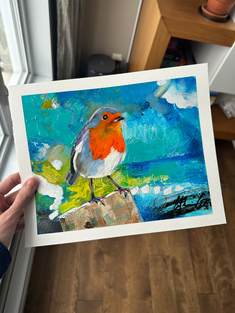 Robin | techniques mixtes sur papier 8 x 10