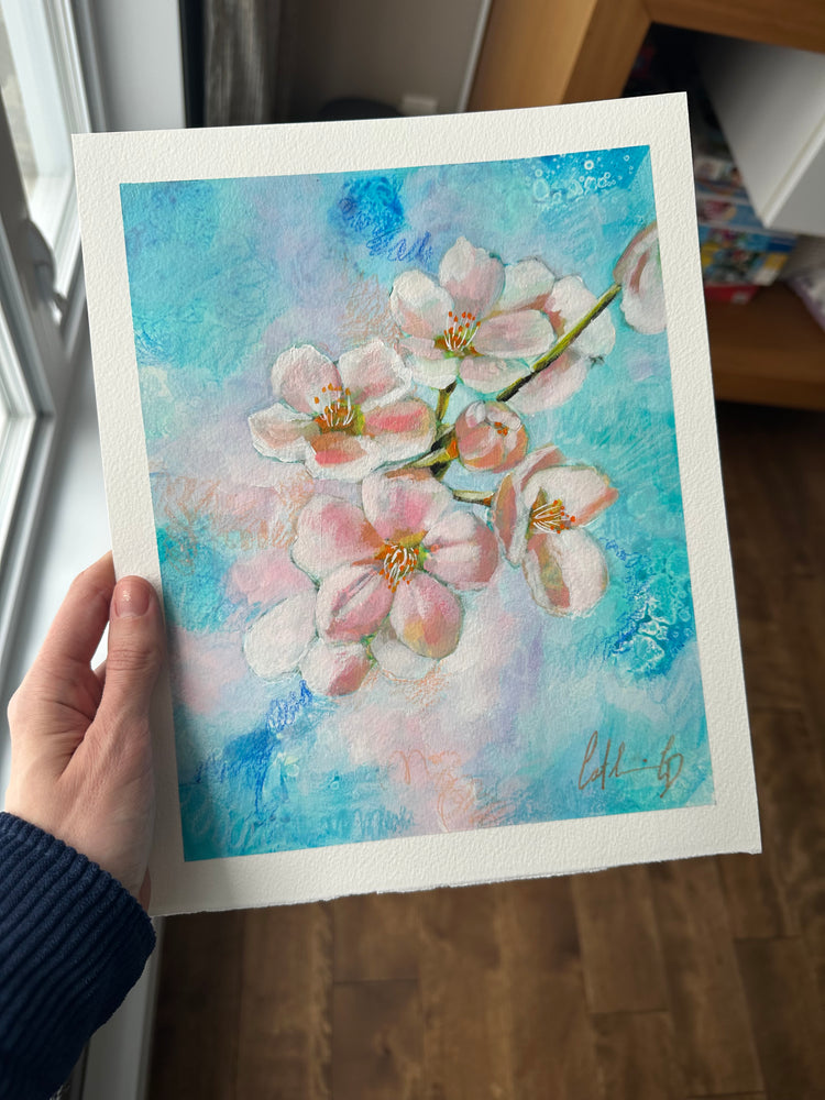 Fleurs légères | techniques mixtes sur papier 10 x 8