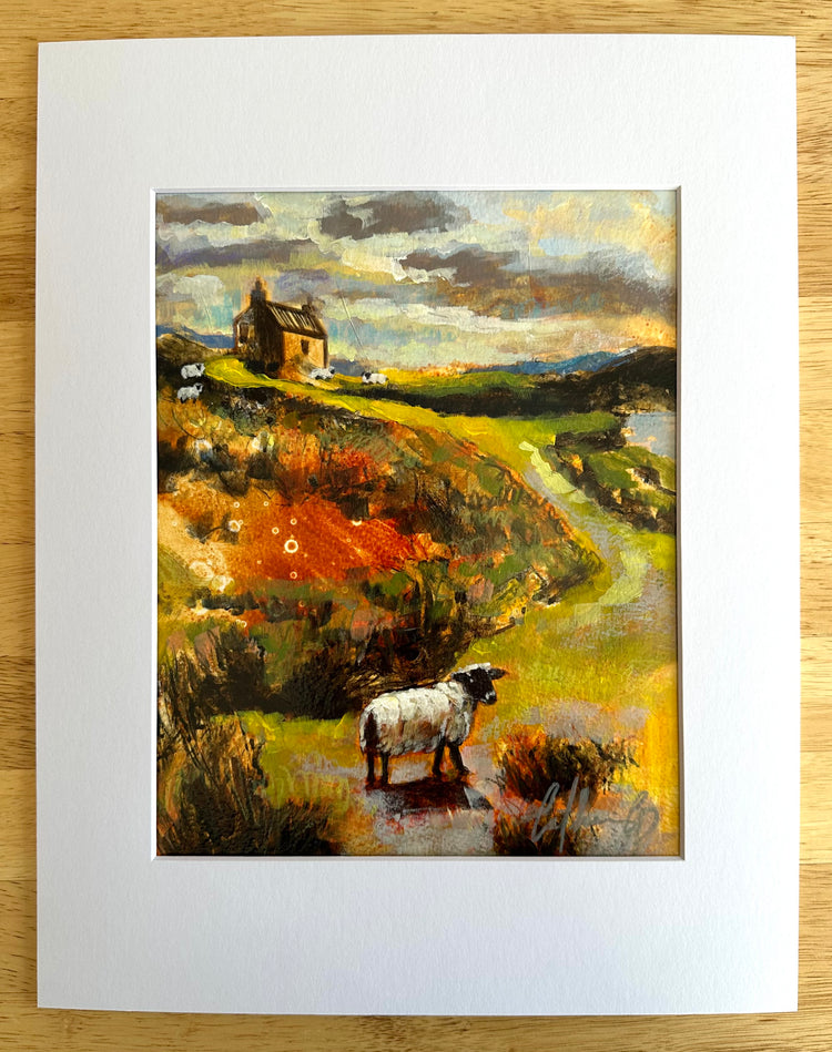 Calme pastoral | techniques mixtes sur papier 10 x 8