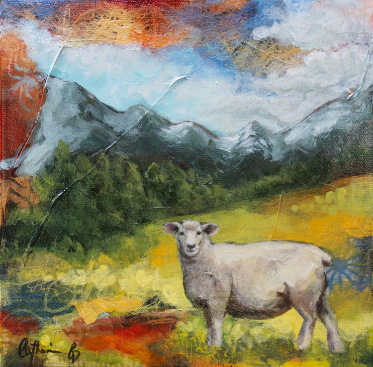 Mouton bonheur | Techniques mixtes 8x8