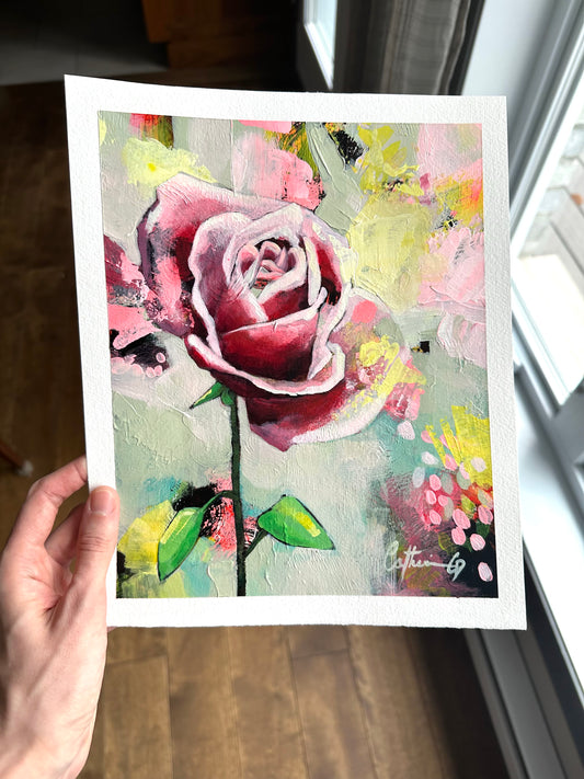 Rose #3 | Acrylique sur papier 10 x 8
