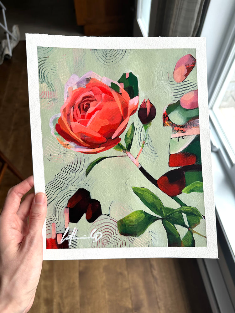 Rose #7 | Acrylique sur papier 10 x 8